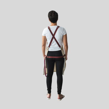 Akap Artisan Vegan Leather Family Matching Apron with Adjustable Cross-back Straps and Chest Pockets for Adult and Child