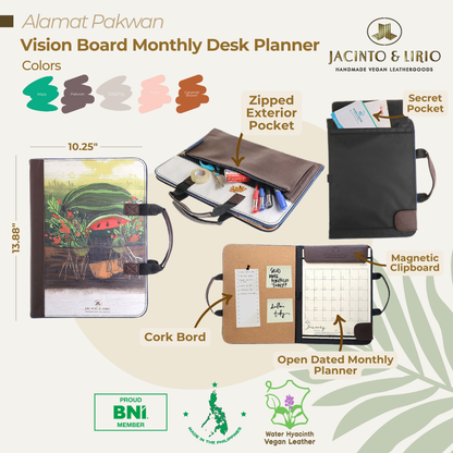 Vision Board Monthly Vegan Leather Desk Planner