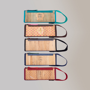 Tatsulok Expandable Rectangular Vegan Leather Pencil Case or Desk Pen Holder with Handle