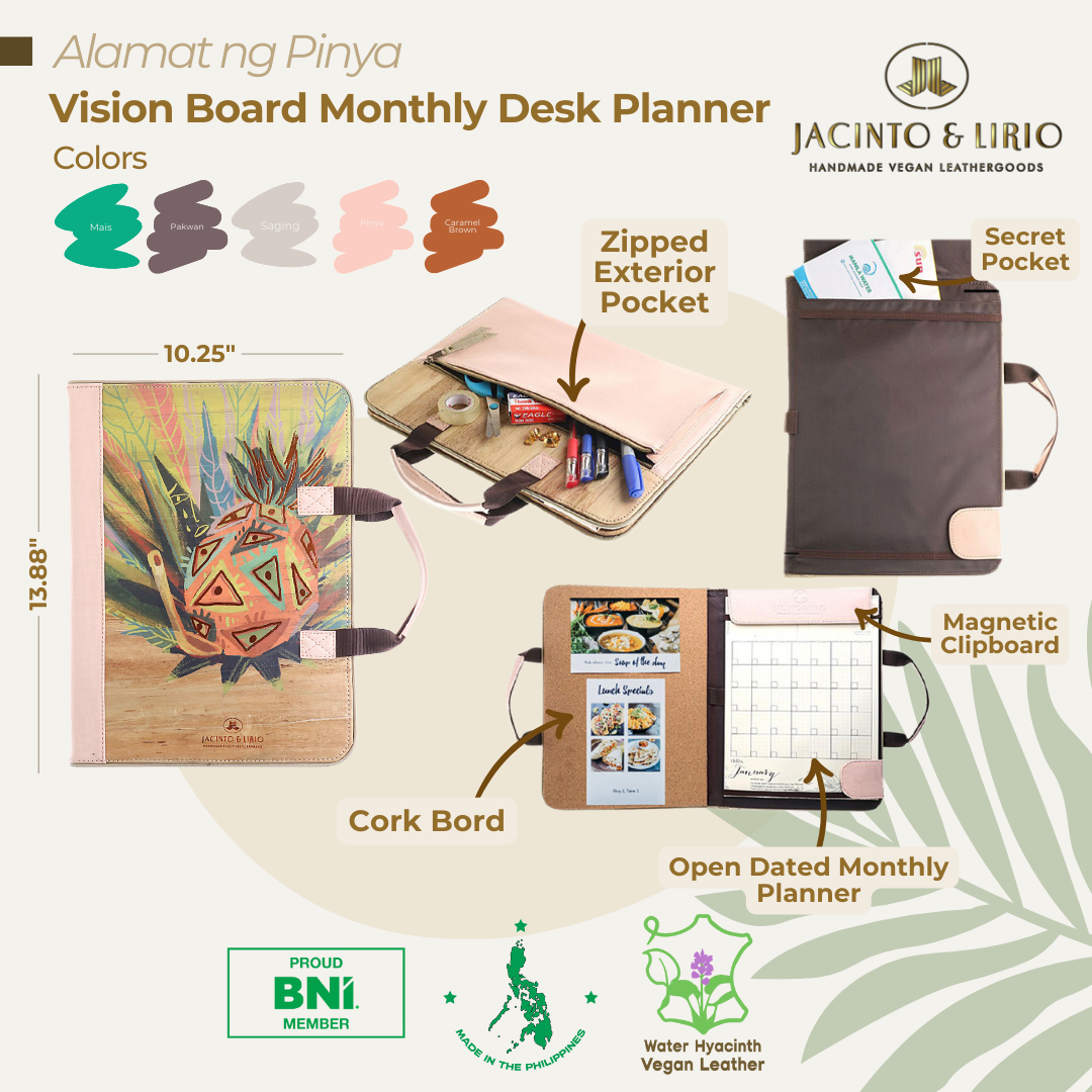 Vision Board Monthly Vegan Leather Desk Planner (Alamat ng Pinya)