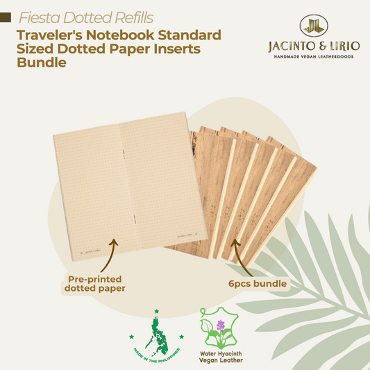 Six piece notebook refill bundle of pre-printed cream paper with water hyacinth inlaid cover.