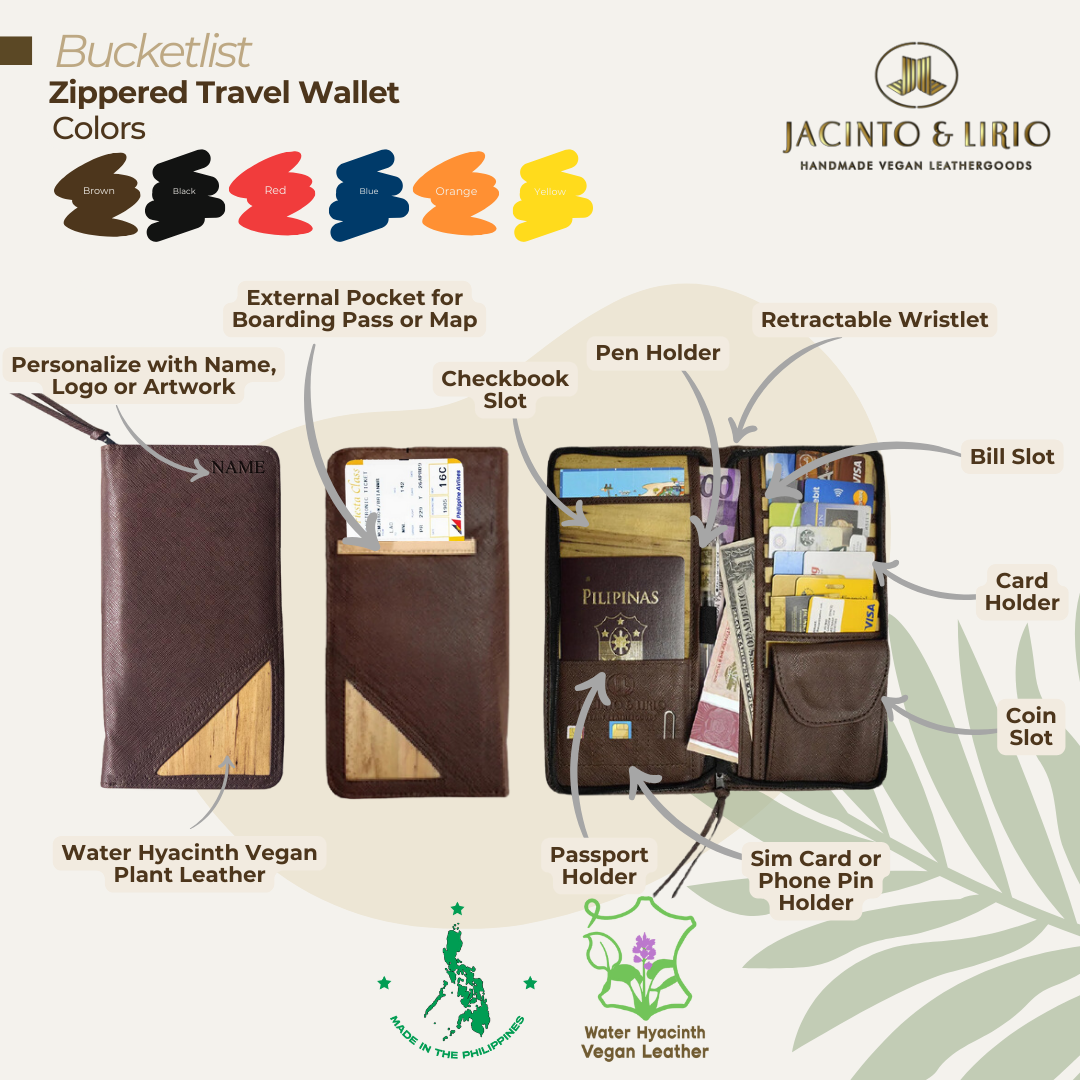Personalized Bucket List Zippered Checkbook Wallet Essentials Purse Bundle