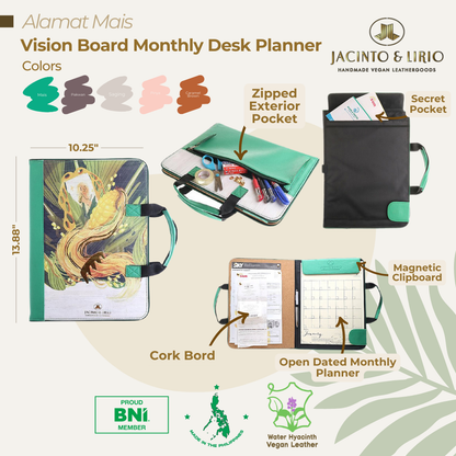 Vision Board Monthly Vegan Leather Desk Planner