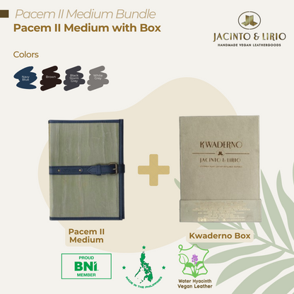 Pacem II Medium Blank Refillable Vegan Leather Journal + 1pc Gift Box Packaging Bundle - Jacinto & Lirio