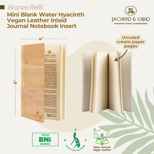 Pocket Size Blank Notebook Journal Inserts (Bronze Refill) - Jacinto & Lirio