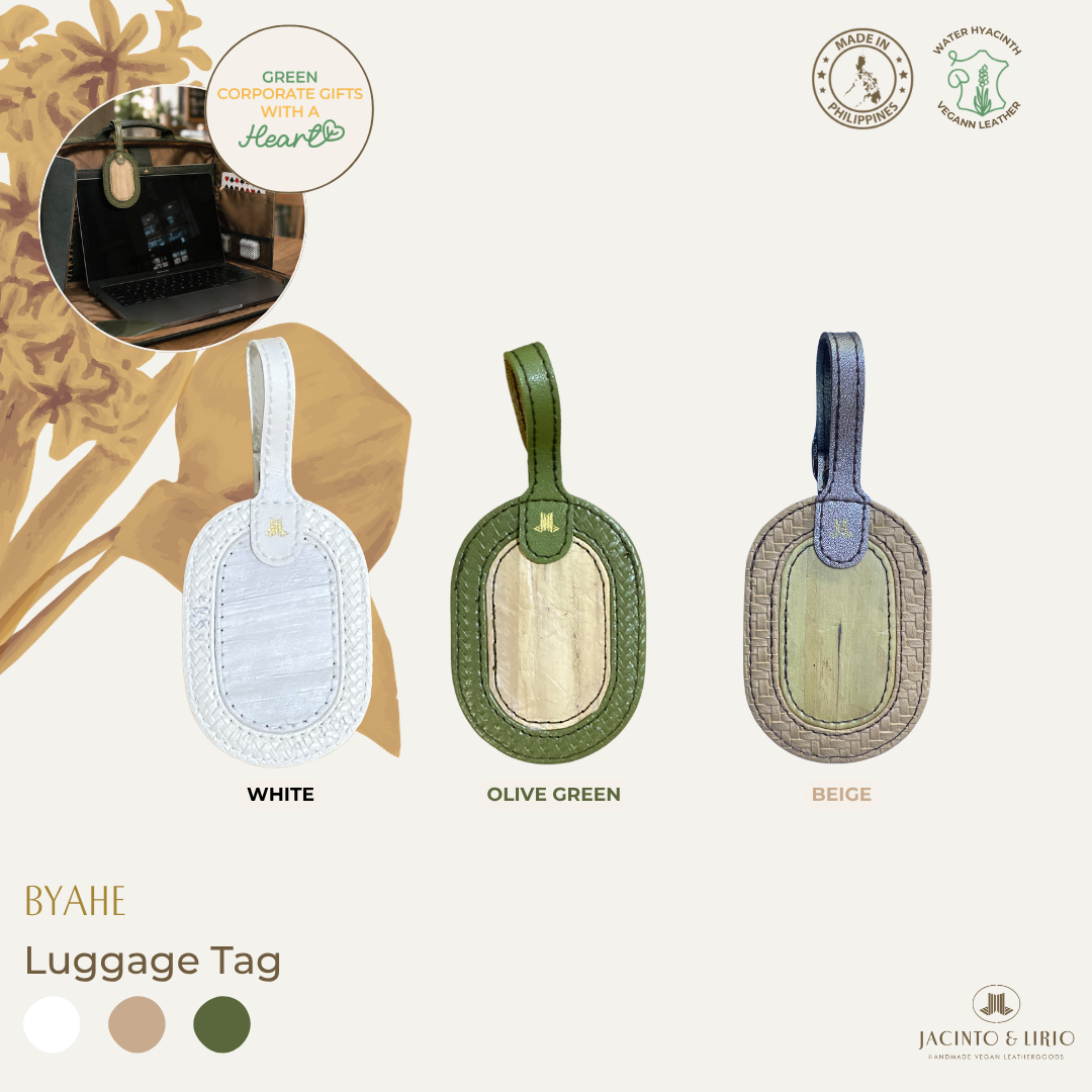Jacinto & Lirio BYAHE Water Hyacinth Luggage Tag with ID Window & Vegan Leather Strap