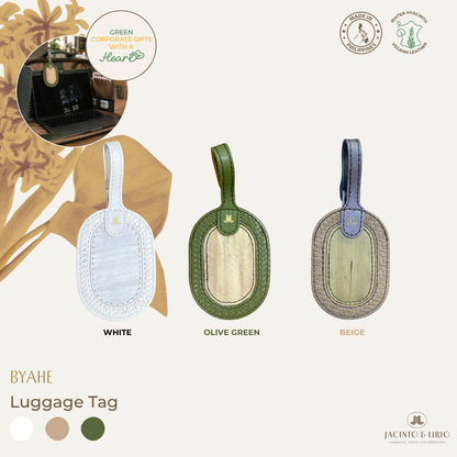 Jacinto & Lirio BYAHE Water Hyacinth Luggage Tag with ID Window & Vegan Leather Strap