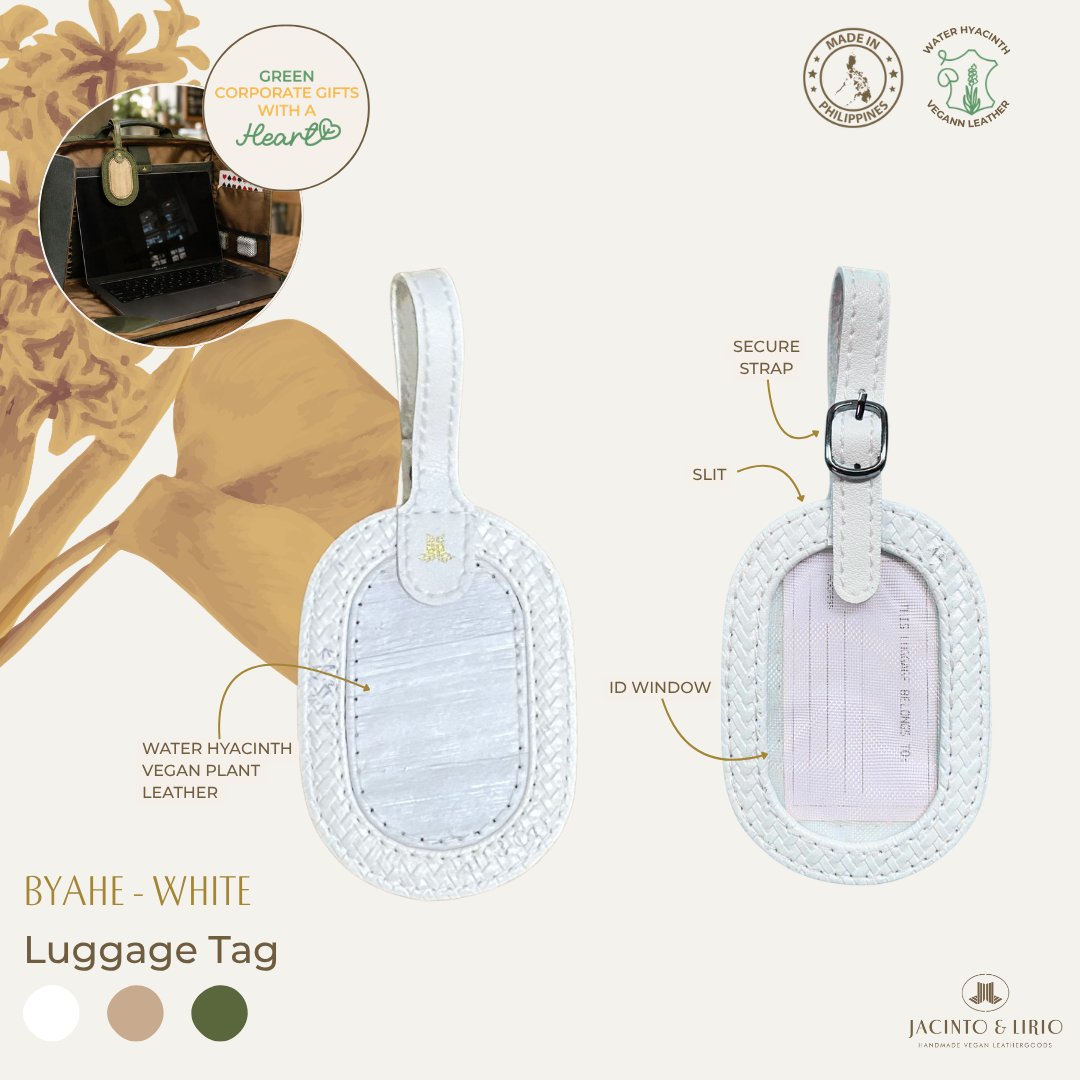Jacinto & Lirio BYAHE Water Hyacinth Luggage Tag with ID Window & Vegan Leather Strap