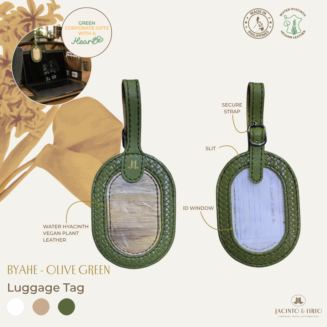 Jacinto & Lirio BYAHE Water Hyacinth Luggage Tag with ID Window & Vegan Leather Strap