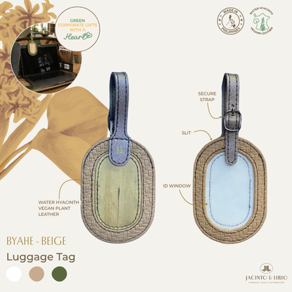 Jacinto & Lirio BYAHE Water Hyacinth Luggage Tag with ID Window & Vegan Leather Strap