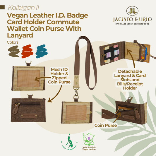 Front view of a horizontal mesh cardholder in cacao brown that functions as an ID holder, coin purse, and bill holder for people on-the-go.