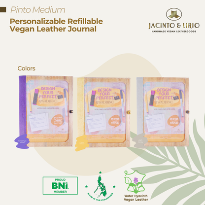 Pinto Personalizable Refillable Vegan Leather Journal (Medium) + 1pc Passport Holder or Journal Bundle - Jacinto & Lirio