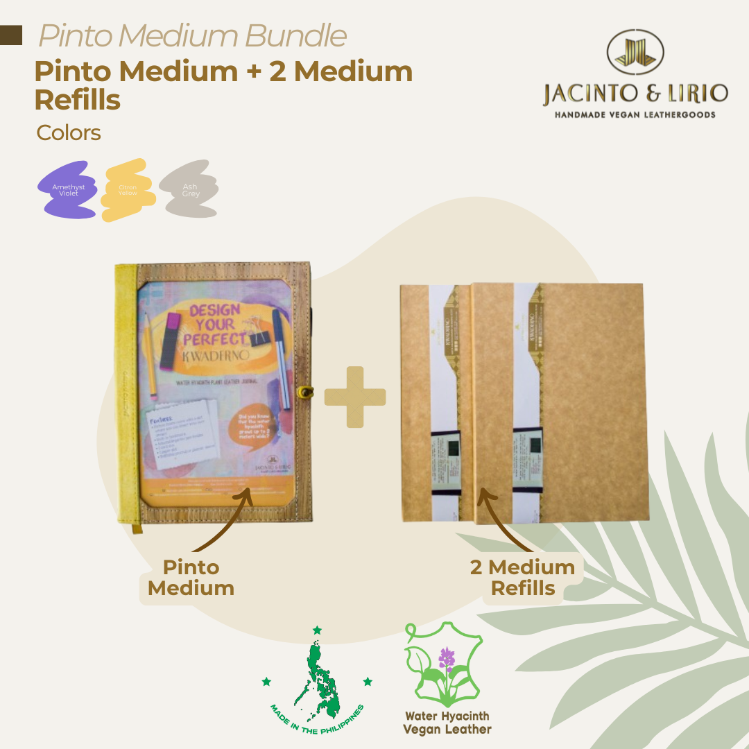 A bundle composed of a personalizable passport or journal holder in citron yellow and two notebook refills with cream paper.