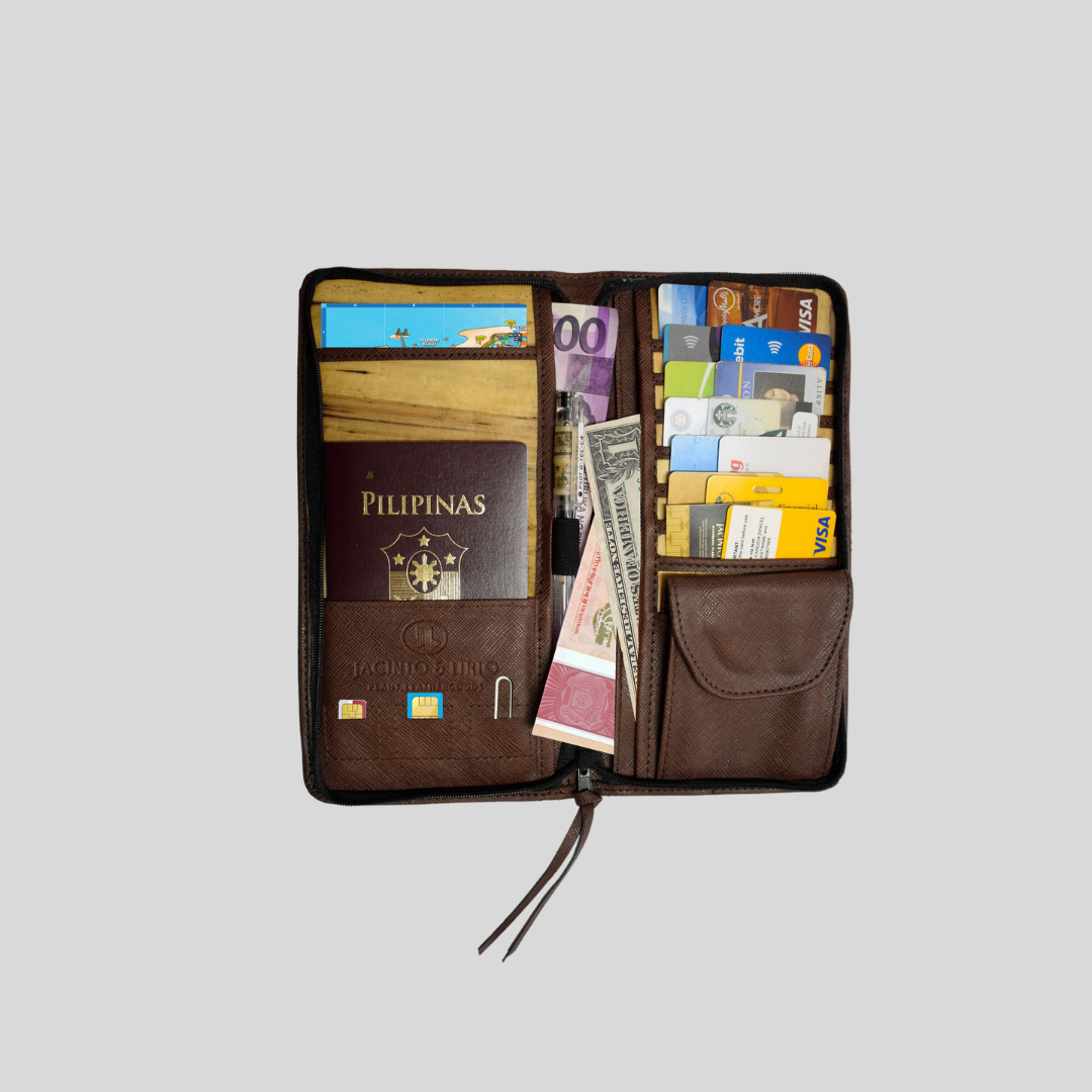 Bucket List Zippered Travel Wallet or Checkbook Wallet Essentials Purse with Retractable Wristlet - Jacinto & Lirio