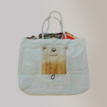 Load image into Gallery viewer, Foldable Canvas Tote Bag with Vegan Leather with Coconut Button - Jacinto &amp; Lirio
