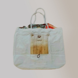Foldable Canvas Tote Bag with Vegan Leather with Coconut Button - Jacinto & Lirio