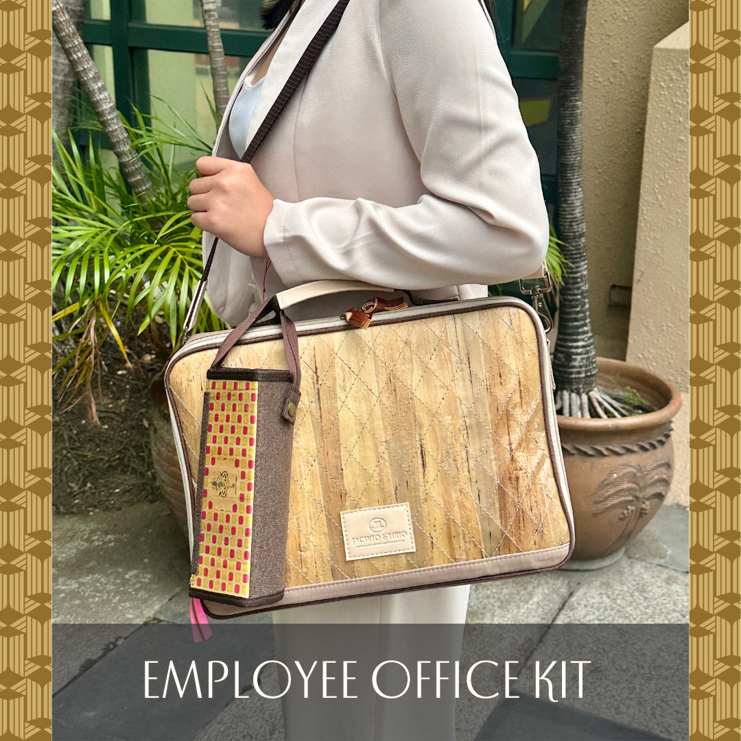 The Hiraya Laptop Bag in 13" Mocha and the Tatsulok Expandable Case in Piko Chestnut serves as the perfect bundle for an employee's office kit.
