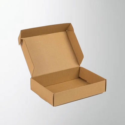 Opened plain corrugated Kraft Box.