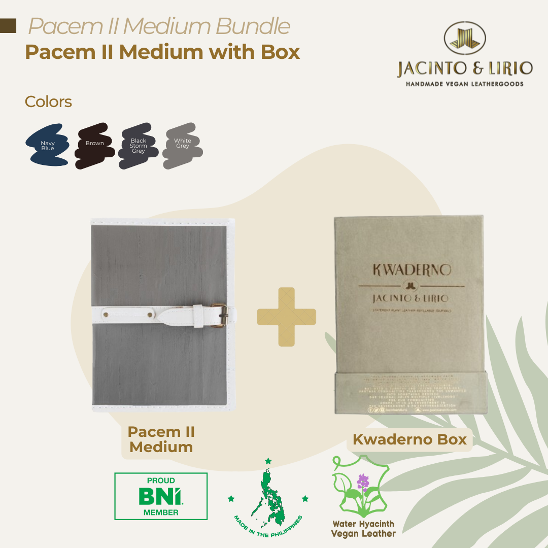 Pacem II Medium Blank Refillable Vegan Leather Journal + 1pc Gift Box Packaging Bundle - Jacinto & Lirio