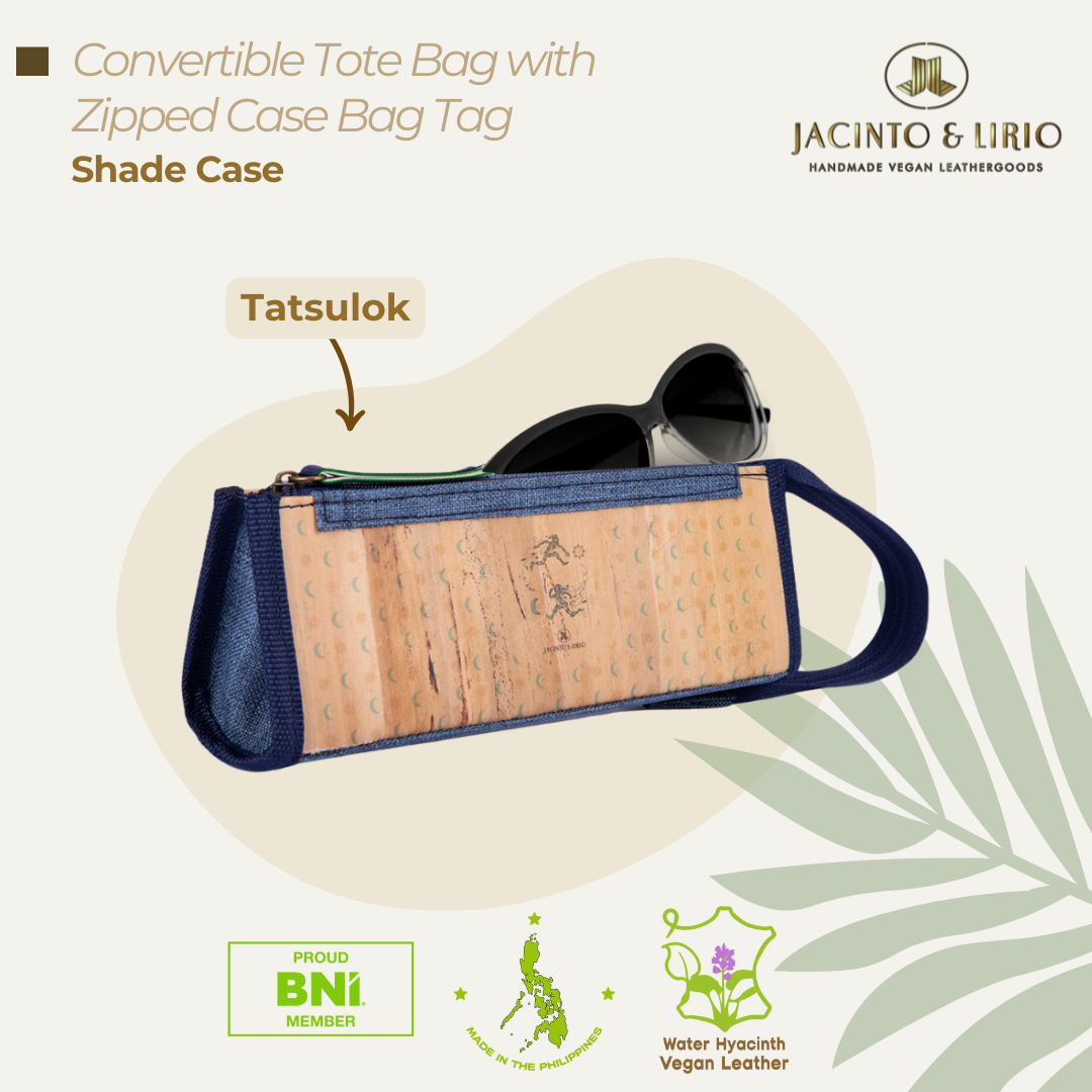 The Tatsulok vegan leather glasses case that has a zipper handle and can be used for many other purposes.