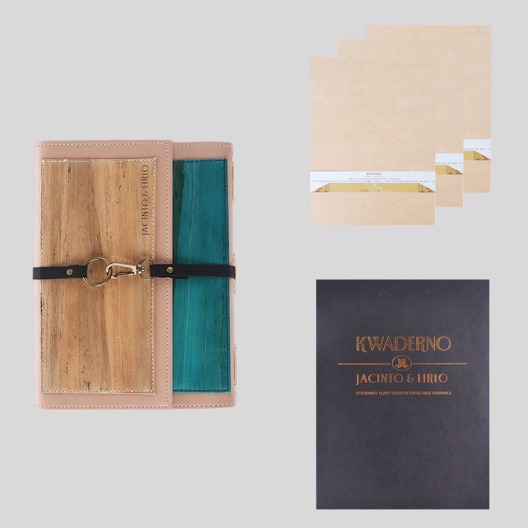 Artisan II Medium Dual Cover Refillable Vegan Leather Journal with Gift Box Packaging + 3 Medium Refills Blank Notebook Journal Inserts