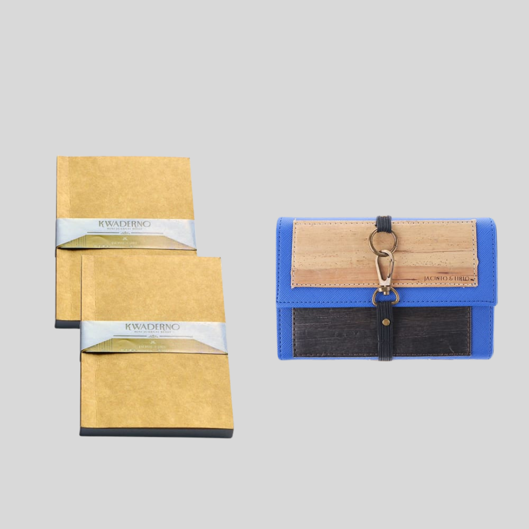 Artisan II Mini Dual Cover Passport Holder and Refillable Journal + 2pcs Mini Refills Blank Notebook Inserts Bundle - Jacinto & Lirio
