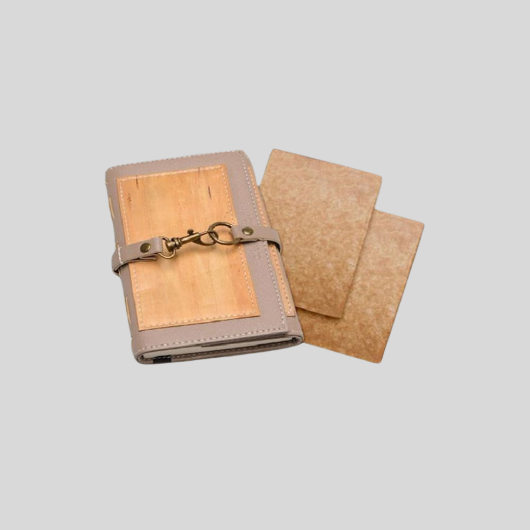Artisan II Mini Dual Cover Passport Holder and Refillable Journal + 2pcs Mini Refills Blank Notebook Inserts Bundle - Jacinto & Lirio