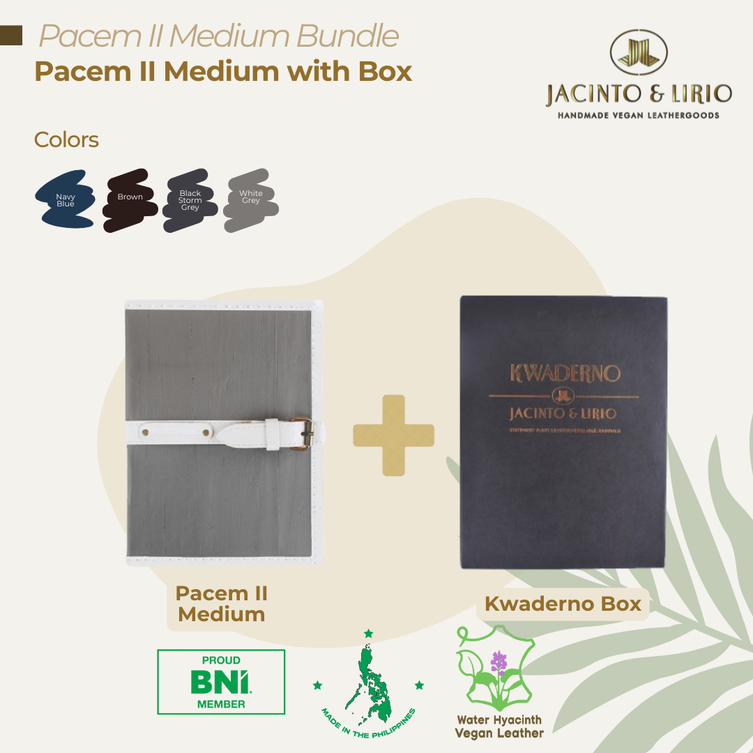 Pacem II Medium Blank Refillable Vegan Leather Journal + 1pc Gift Box Packaging Bundle