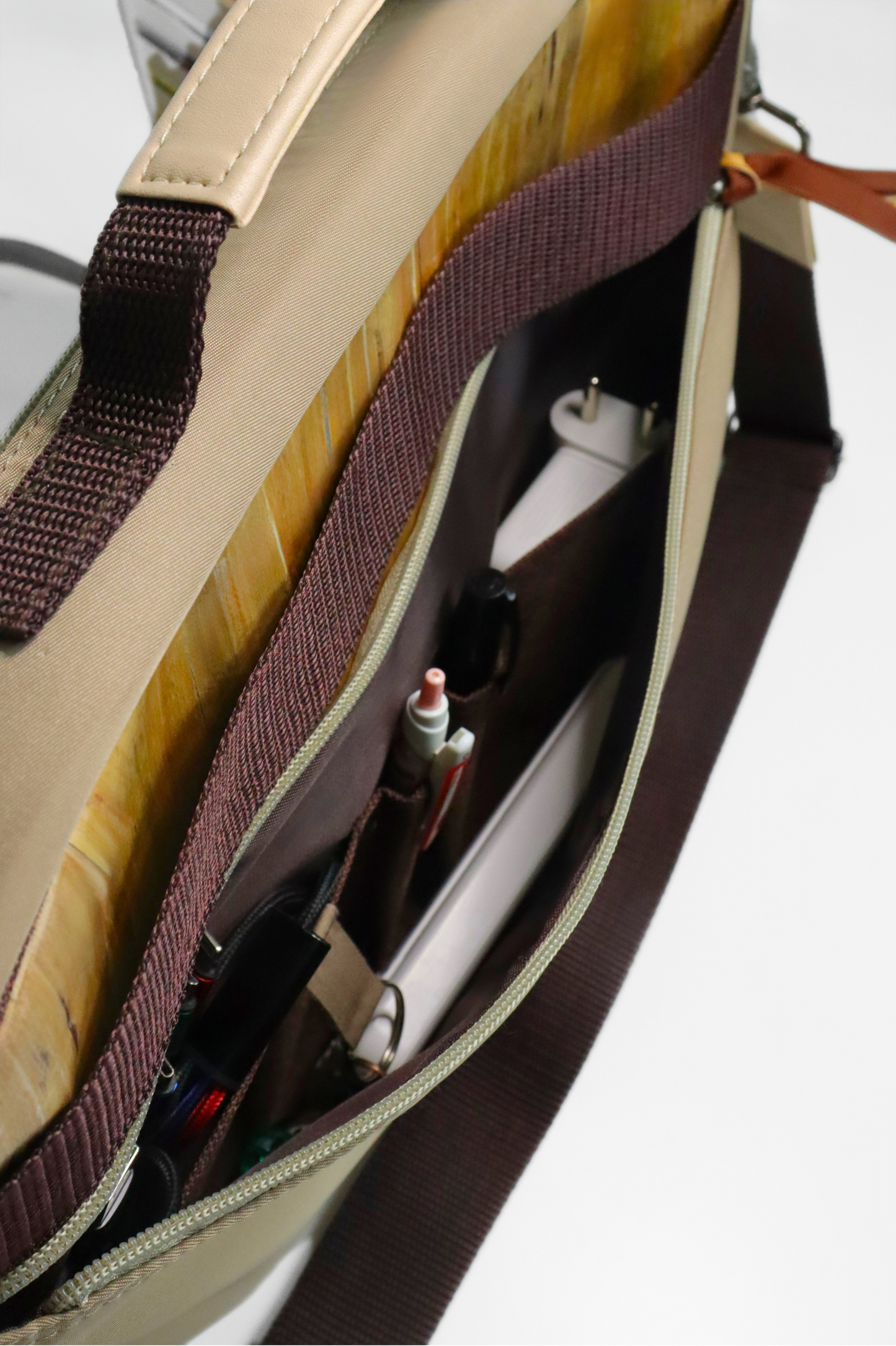 Hiraya Multifunctional and Eco-Friendly 13”/ 15” Workstation Laptop Bag with Privacy Panel, Built-In Laptop Stand, Zippered Closure & Travel Strap