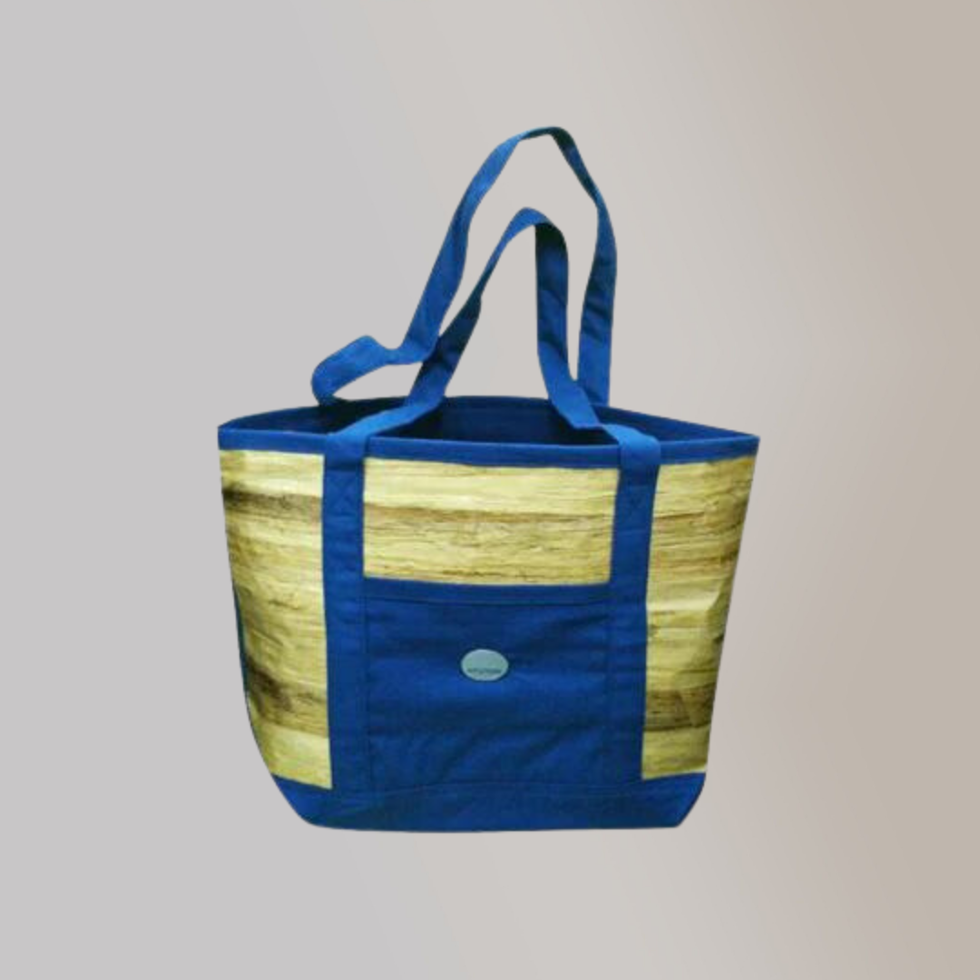 Vegan Leather Eco Bag Water Hyacinth with Fabric Accent - Jacinto & Lirio