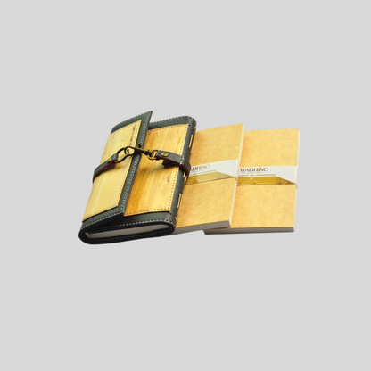 Artisan II Mini Dual Cover Passport Holder and Refillable Journal + 2pcs Mini Refills Blank Notebook Inserts Bundle