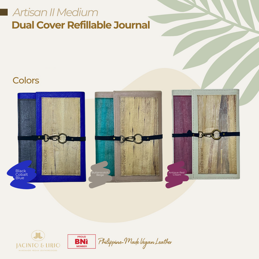 Dual Cover Refillable Vegan Leather Journal with different variations