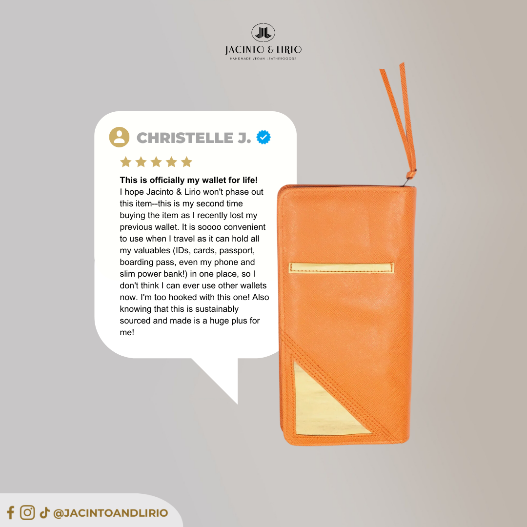 Bucket List Zippered Checkbook or Travel Wallet Essentials Purse with Retractable Wristlet - Jacinto & Lirio Carrot Orange
