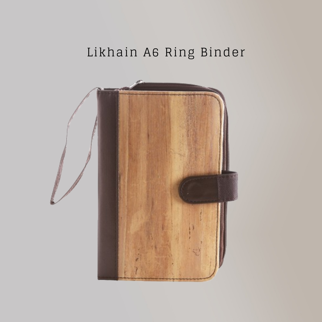 Likhain A6 Ring Binder Dateless Monthly Weekly Planner Wallet Organizer (Choco Brown) - Jacinto & Lirio