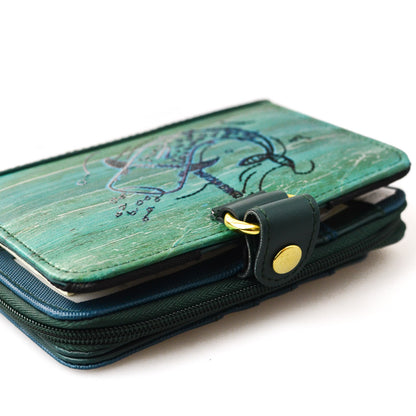 Fauna Butanding Pocket Organizer – Refillable Journal Wallet with Magic Wallet, External Card Slots, Coin Purse & Phone Holder
