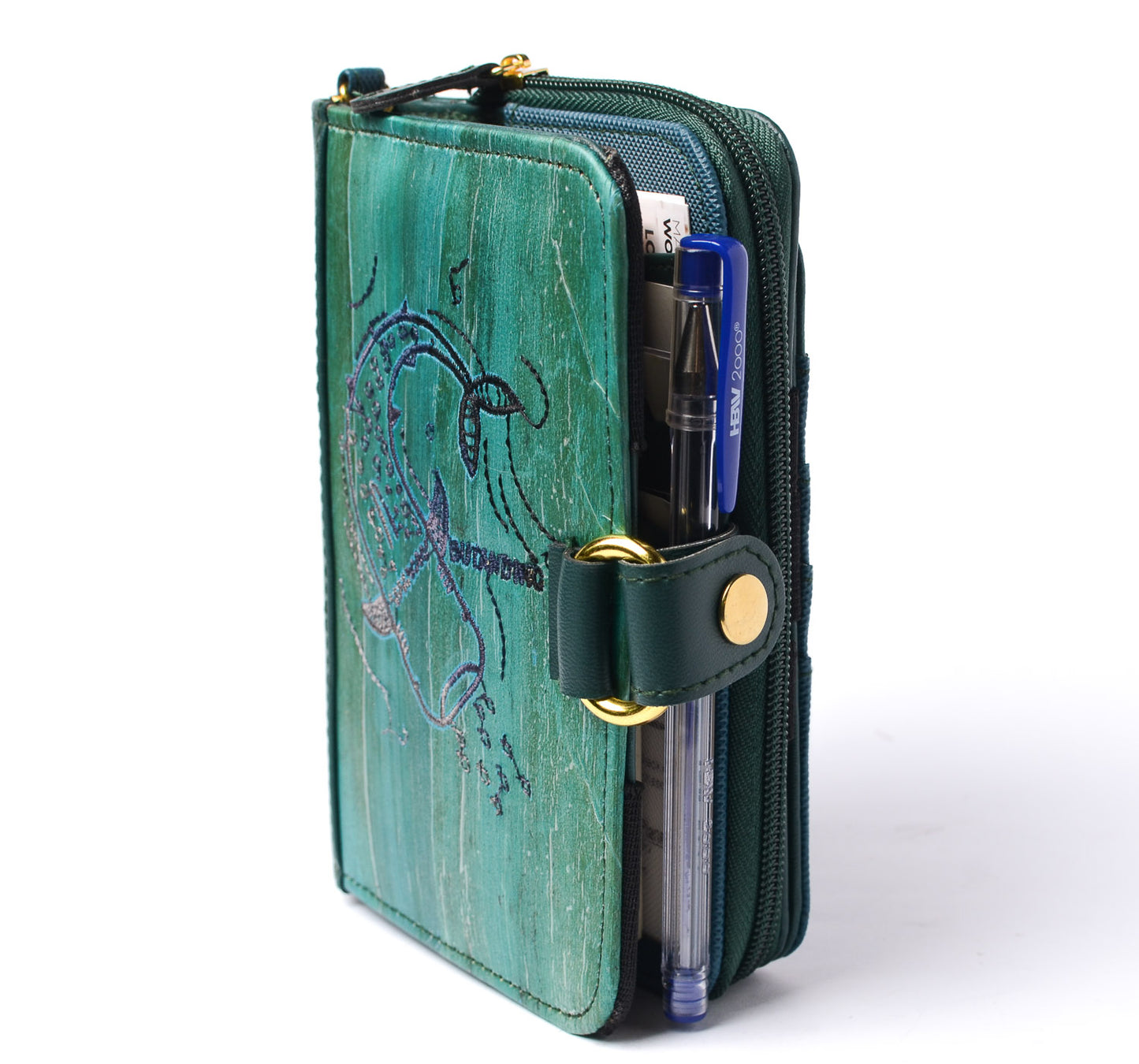 Fauna Butanding Pocket Organizer – Refillable Journal Wallet with Magic Wallet, External Card Slots, Coin Purse & Phone Holder
