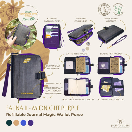 Fauna Mahika II Refillable Journal Magic Wallet Purse (Midnight Purple)