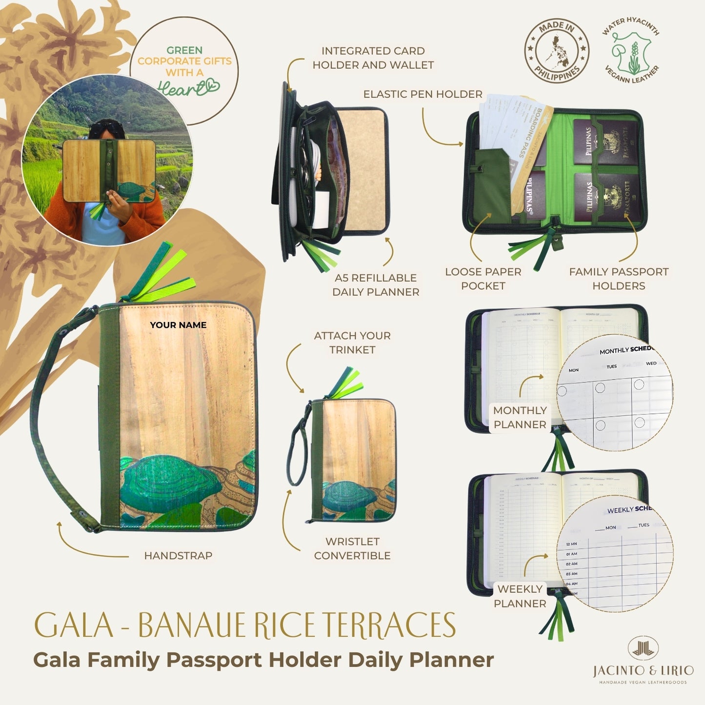 Gala Banaue Rice Terraces Family Passport Holder and Daily Planner Wallet – Sustainable Corporate Giveaway for Planner Enthusiasts