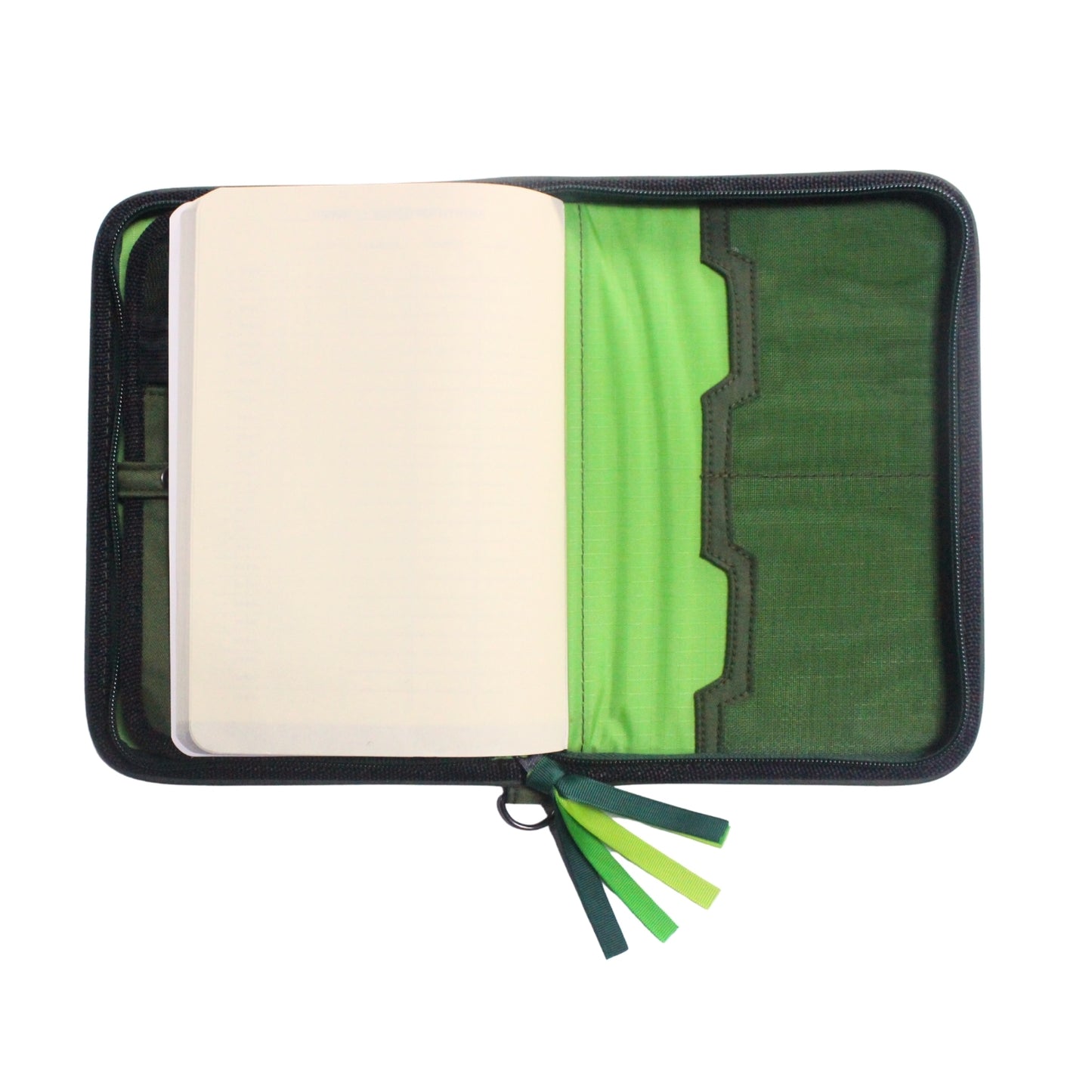 Gala Banaue family passport holder daily planner open with back of planner view.