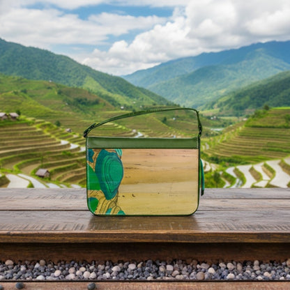Gala Banaue on a wooden surface with a scenic Banaue Rice Terraces in the background.