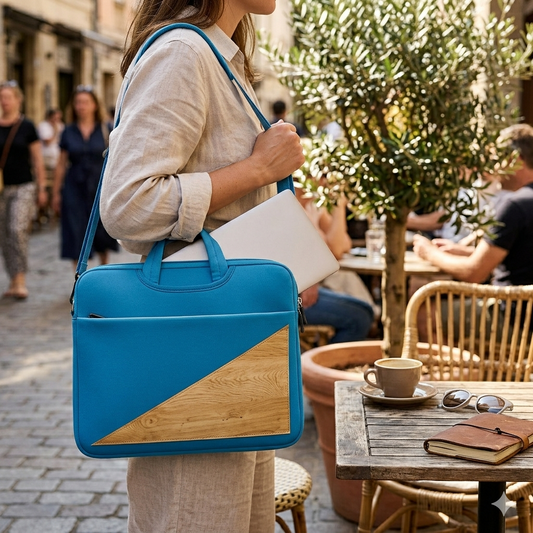 Vegan Leather Neoprene Laptop Bag, Neoprene Laptop Bag, Ecoingenuity Inc., Jacinto & Lirio. - Jacinto & Lirio