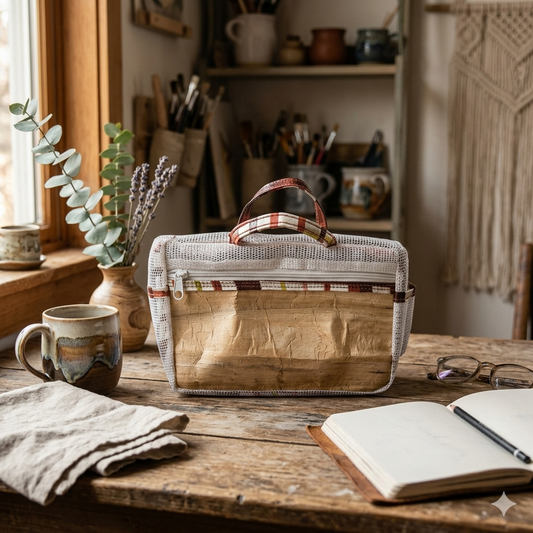Multi-storage Bag Organizer with Vegan Leather Accents
