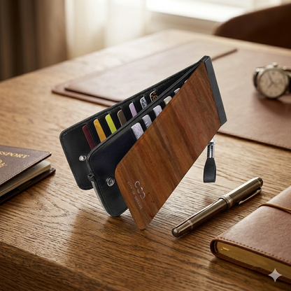 Slim Multi Card Organizer with Zipper Pocket, Multicard Holder, Ecoingenuity Inc., Jacinto & Lirio. - Jacinto & Lirio