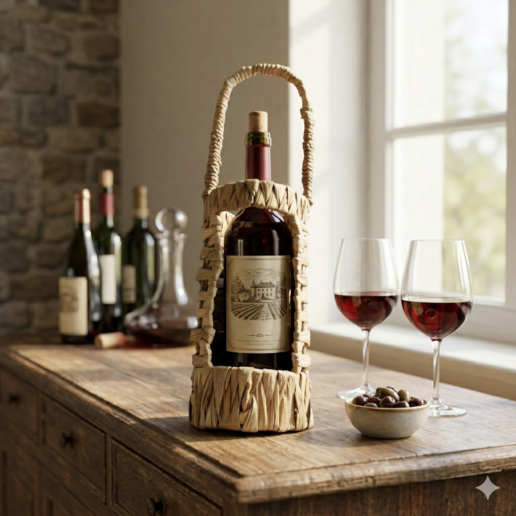 Wine Holder Water Hyacinth with Wood Accent, Wine Holder, Ecoingenuity Inc., Jacinto & Lirio. - Jacinto & Lirio