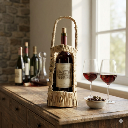 Wine Holder Water Hyacinth with Wood Accent, Wine Holder, Ecoingenuity Inc., Jacinto & Lirio. - Jacinto & Lirio