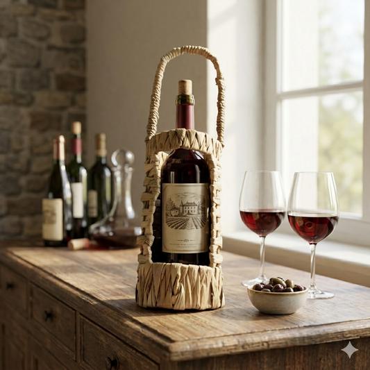 Wine Holder Water Hyacinth with Wood Accent, Wine Holder, Ecoingenuity Inc., Jacinto & Lirio. - Jacinto & Lirio