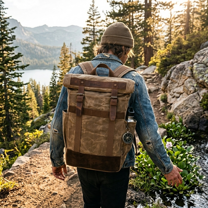 Santiago Water Proof Premium Backpack with Water Hyacinth Accent, Santiago Water Proof Bag, Jacinto & Lirio, Jacinto & Lirio. - Jacinto & Lirio