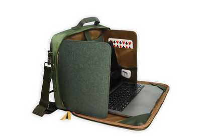 Hiraya Multifunctional and Eco-Friendly 13”/ 15” Workstation Laptop Bag with Privacy Panel, Built-In Laptop Stand, Zippered Closure & Travel Strap