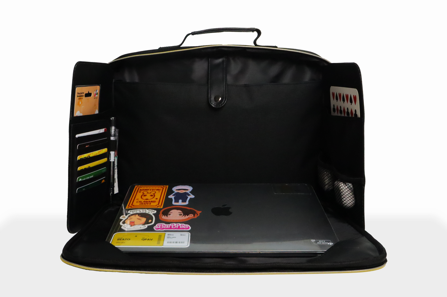 Hiraya Multifunctional and Eco-Friendly 13”/ 15” Workstation Laptop Bag with Privacy Panel, Built-In Laptop Stand, Zippered Closure & Travel Strap