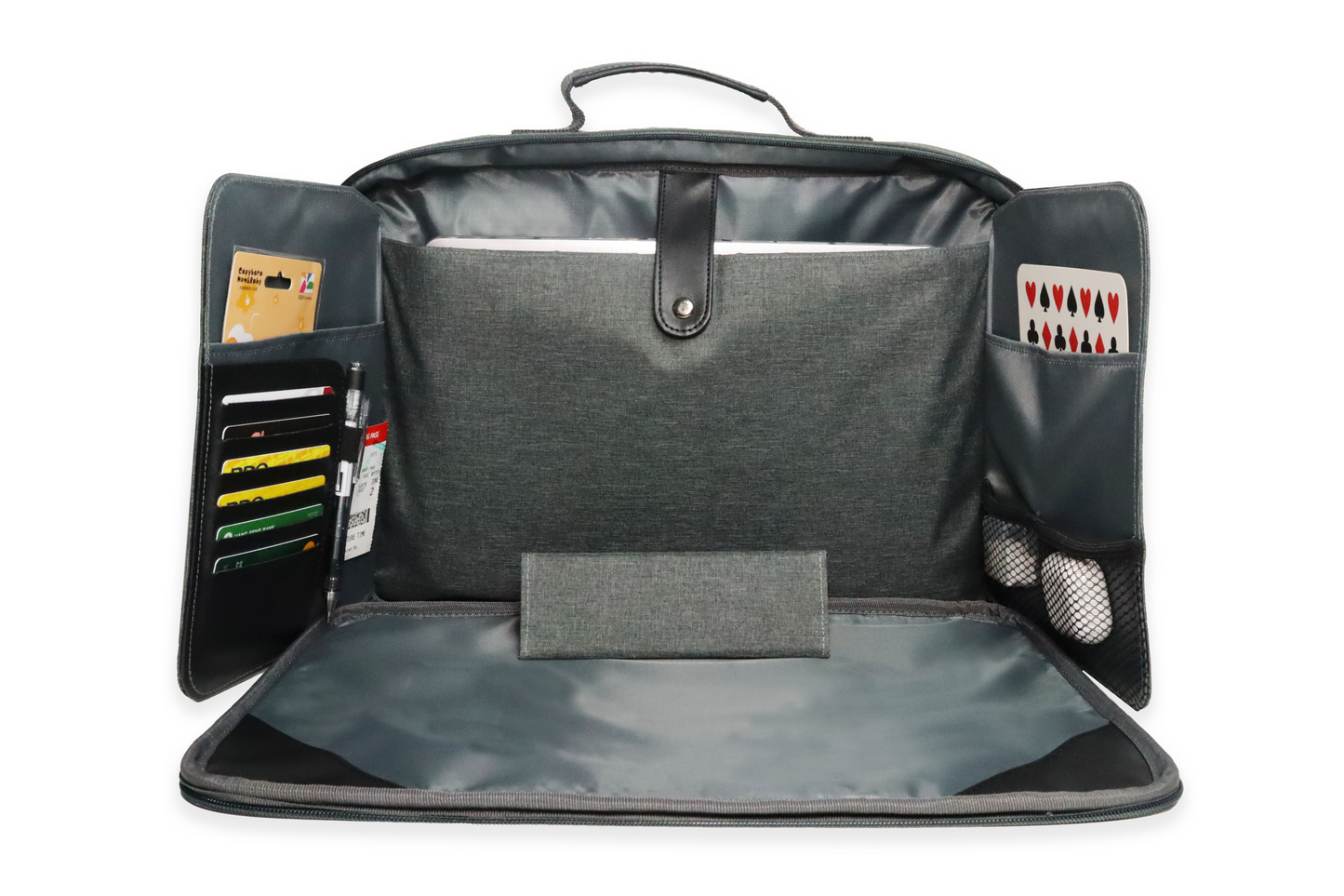 Hiraya Multifunctional and Eco-Friendly 13”/ 15” Workstation Laptop Bag with Privacy Panel, Built-In Laptop Stand, Zippered Closure & Travel Strap